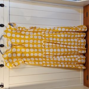 Flutter Sleeve Summer Polka Dot Dress Yellow -Medium
